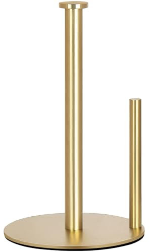 Gold Küchenrollenhalter Stehend, OBODING, Edelstahl Küchenpapierhalter für Standard und große Rollen, für Küche und Esstisch Arbeitsplatte (Gold)
