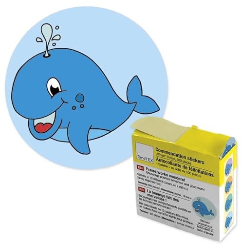 TimeTEX Belobigungs-Aufkleber Wal in Spender-Box - 500 Stück - 62211