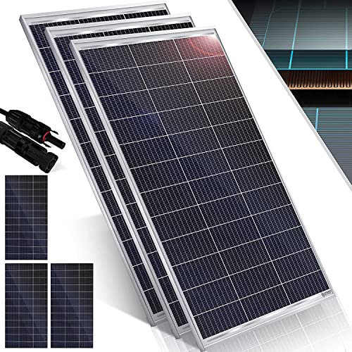 KESSER® Juego de 3 Paneles Solares Monocristalinos - 165W 18 V para Baterías de 12 V, Fotovoltaico - Célula Solar Sistema para Caravana, Camping, Balcón, Casas de Jardín