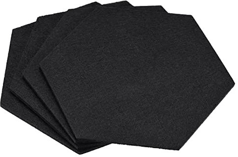 sourcing map Dessous de Verre Feutre sous-Verres, 4pcs Hexagonal Absorbant Tampon pour Tasse Vase Bol, Noir