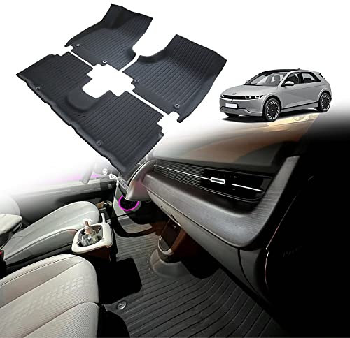 BestEvMod Für Ioniq5 Allwetter Fußmatten Zubehör XPE Anti-Hochtemperatur Geruchsfreie Auskleidung Fußmatten 1. & 2. Reihe Kompatibel mit Hyundai Ioniq 5 2022 2023 Zubehör (Slide Console Version)