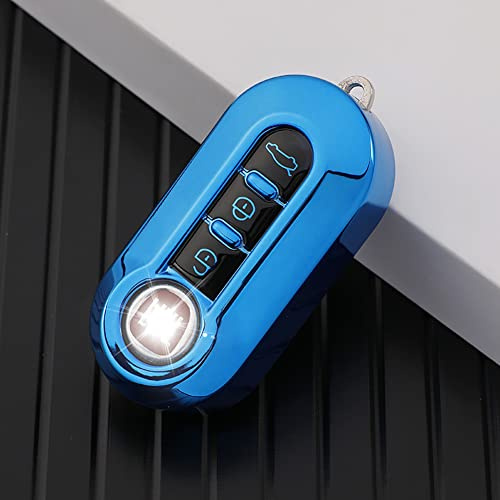 3 Buttons Silicone Key Fob Protective Case Compatible for Fiat 500 500L | Car Key Cover for Fiat Lancia Brava Bravo Ducato Fiorino Punto Panda Palio Sedici Stilo Lounge Key Case-blue