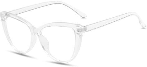 Anti Blue Light Blocking Fashion Glasses for Women Men Anti UV400 Glare Computer Eye Glasses Thin Cat Eye Round Frame (Clear Frame + Clear Lens)