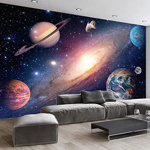 YXTSmurals Galaxia Planeta Paisaje Papel Pintado No Tejido Fotomural Vinilo Pared, Mural De Efecto 3D Pared Pintado Papel Tapiz 3D Decoración Dormitorio Fotomural Sala Sofá Mural