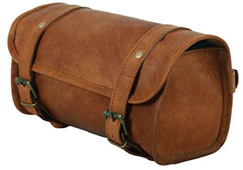 Echtes Ziegenleder Vintage Motorrad 2 Riemen Schnalle Verschluss Werkzeug Braun Tasche Schnellverschluss Verstärkt für Lenker, Gabeln, Leder Fahrradtasche Sissy Bar – 25,4 cm Weihnachten Neujahr
