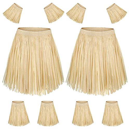 Disfraz Hawaiana Mujer con Falda Manguitos y Tobillos para Disfraz de Zulu Espantapájaros Hawaiana Africano Fiesta de Carnaval, 2 SET