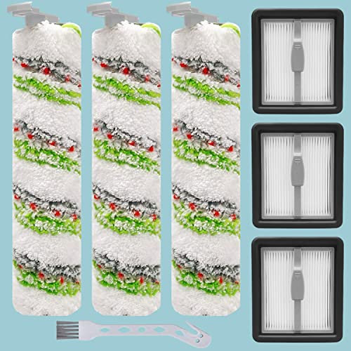 Ersatzbürsten und Filter, kompatibel mit Bissell Crosswave X7 Pet Pro 3279 3277 3011 3055 Nass- und Trockensauger für verschiedene Oberflächen, 3 Rollenbürsten, 3 HEPA-Filter, 1 Reinigungsbürste, 6