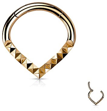 Treuheld® Spitzes Segmentring-Clicker Piercing mit Muster | 4 Farben [04.] - Rosegold