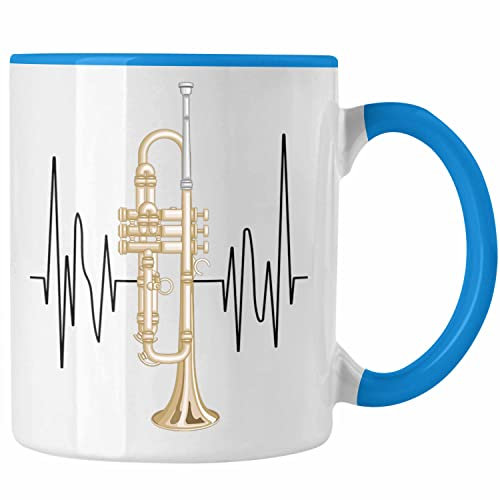 Trendation - Posaunist Tasse Geschenk Grafik Posaune Herzschlag Geschenkidee Spruch Lustig (Blau)