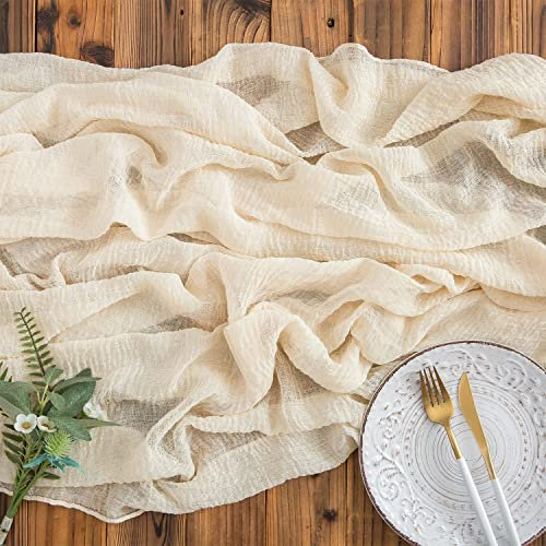 AOKSUNOVA Tischläufer Musselin 4m x 80cm Tischläufer Hochzeit Dekostoff