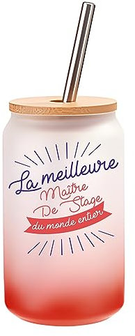Verre Cocktail Maître De Stage Meilleure du Monde Entier | Idée Cadeau Verre à Eau avec Paille