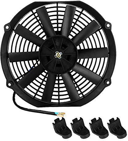 BOROCO Ventilateur de refroidissement universel pour moteur de voiture 12 12 V 80 W - Accessoire de voiture - Lames droites - Ventilateur de refroidissement universel pour la plupart des voitures