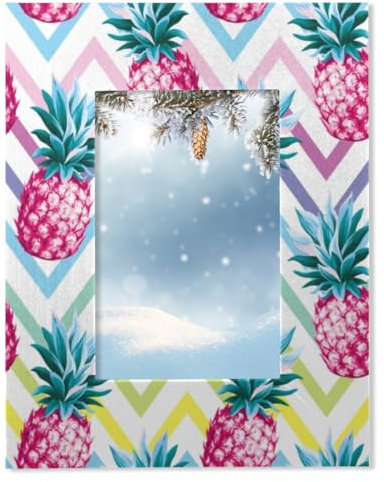 Personalisierter Ananas-Bilderrahmen für Tischdekoration, Wandmontage, Holz-Bilderrahmen, passend für 10,2 x 15,2 cm oder 8,9 x 12,7 cm große Bilder für Zuhause, Büro, Dekoration, Foto-Display,