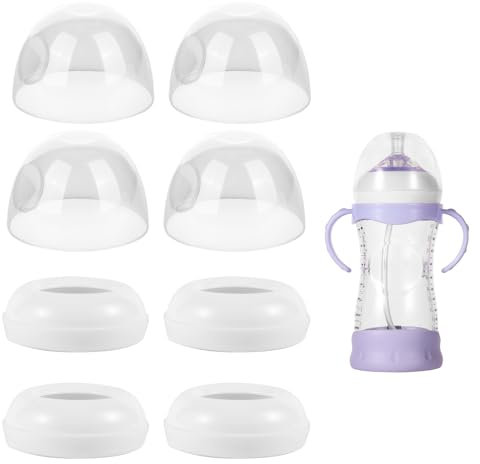 8 Pezzi Anelli e Tappi per Biberon, Inclusi 4 Coperchi Biberon Mam e 4 Anelli a Vite per Biberon Senza BPA Sostituzione Tappi per Biberon Mam Compatibile con Philips Avent