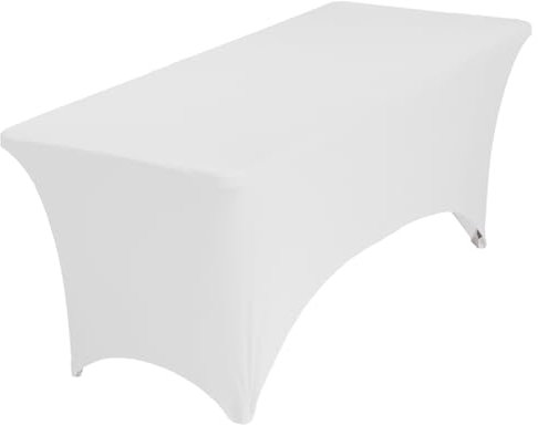 Spandex-Tischdecken, 122 cm, Weiß, dehnbar, rechteckig, schwarz, Tischdecke, dehnbar, Terrassentischdecken für Hochzeit, Party, Bankett (122 x 76 x 76 cm (L x B x H)