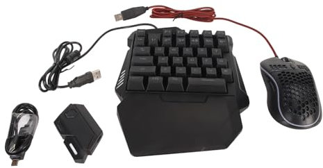 One Handed Half Gaming Keyboard and Mouse Combo, with Keyboard Mouse Converter, Support One Key Auto or Turbo Function, for FPS, FTG Games