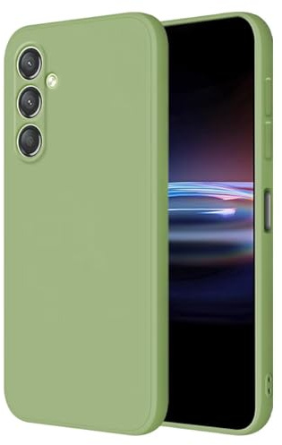 HONLEN Coque pour Samsung Galaxy A55 5G Protection Étui, (6.5 inches) Liquide TPU Silicone Case Anti Rayures Ultra Mince Souple Cover en Silicone Vert Matcha