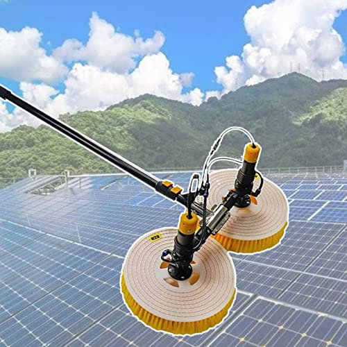 Brosse De Nettoyage De Panneau Solaire Électrique, Brosse Rotative De Nettoyage De Panneau Solaire, Tige Télescopique De Nettoyage De Panneau Solaire Portatif, pour Roo en Pente D'étang À Poils Haut