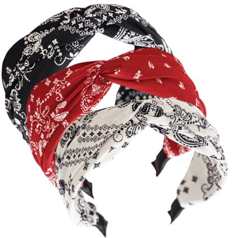 scicent Haarschmuck Damen 3 Stück Haarreif Breit Retro Stirnband Knoten Haarreifen Vintage Haarband Stoff Haarbänder für Frauen Mädchen Lieferungen - 15808