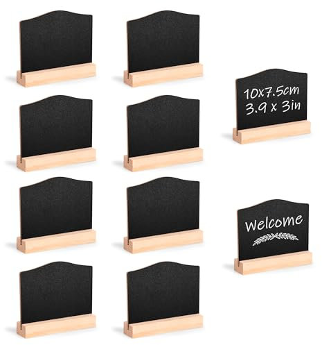 Mini Kreidetafel mit Ständer Kleine Schiefertafel zum Beschriften Mini Tafel Set Tischkarten Preisschilder für Buffettisch Geburtstagsparty Hochzeit 10 Stück