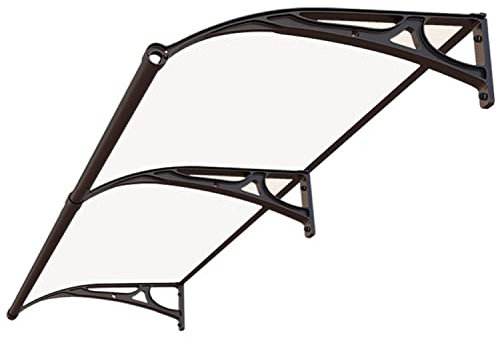 Gebogenes Markisendach für Tür und Fenster, Terrassen-/Veranda-Markise im Freien, Terrassenüberdachung mit Regen- und Schneeschutz, Halterungen aus Polycarbonat und Aluminium (Farbe: Klar, Größe: 200