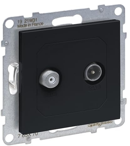LEGRAND, SEANO Einzeldose TV-SAT, 2 Kabel, Sternverkabelung HD-TV, Anschlussdämpfung: 1.5 dB, Farbe: Anthrazit lackiert, 765470