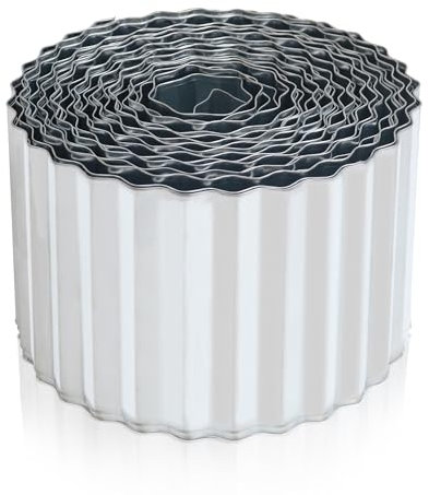 Quibbay Wellpappe aus Metall, 15,2 cm x 15,2 m, Landschaftseinfassung für Garten und Blumenbeet, Garteneinfassung für Landschaftsbau, Rasen und Hof, silberfarben