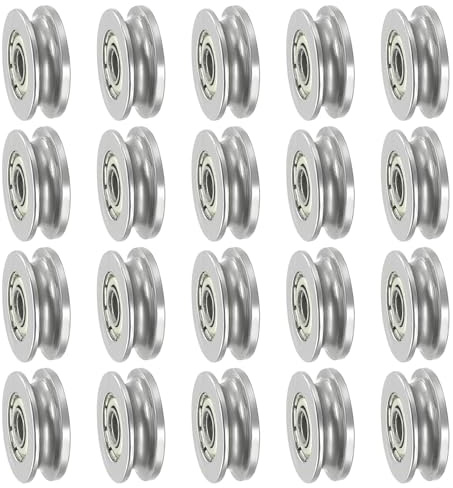 PATIKIL 20er Pack V-Nut-Lager 3x12x4mm V-Nut-Führungsrolle Kohlenstoffstahl | Schienenrollenlager Rad, Abgedichtete Kugellager, Für Spurführung Linearbewegungssystem