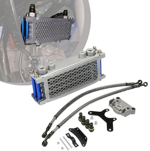 Motorcycle Engine Oil Cooler,Oil Cooler Cooling Radiator Kit for 70cc 110cc 125cc 140cc Engine Motorbike Pit Bike Dirt Bike-Blue