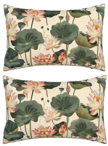 Outdoor Kissen Grün Kissenbezug 50 x 70 ,Wasserdicht Kissenhüllen 2er Set Kissenbezüge Sommer Muster Deko Kissen,Sofakissen Leinen Zierkissen Bezug Lounge Kissen für Outdoor Garten Balkon Terrasse J71