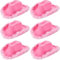 LYCN Cowboyhüte mit Feder, Western-Cowgirl-Hut mit verstellbarem Kordelzug, breite Krempe, flauschiges Cowboyhut-Set für Damen, Verkleidungen, Partys, Cosplay, 6 Stück (Rosa)