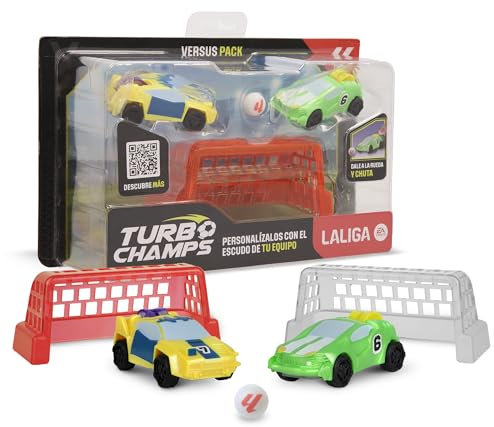 TURBO CHAMPS LaLiga Amarillo vs Verde, la Pasión por el Fútbol se Fusiona con la Emoción de los Coches, Compite con tu Equipo, Juguete para Niños y Niñas de 3 Años en Adelante