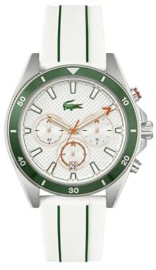 Lacoste Chronograph Quarz Uhr für Herren Kollektion MAINSAIL mit Weisses Silikonarmband - 2011362