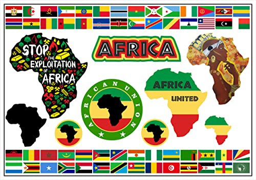 Daged Afrika Flaggen Fahnen 65 Stück Kontinent Set Alle Länder Aufkleber Karte Sticker-Bogen - PKW Auto Fahne Flagge Decal United