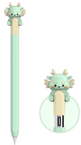 NIUTRENDZ Cute Cow Silicone Case for Apple Pencil - Ultra Thin Protective Cover, Anti-Slip Sleeve (Green Dragon, USB-C)