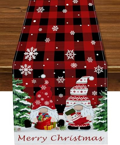 Tischläufer Weihnachten, Weihnachtsdeko Tischdecke Wichtel, 33*183cm Weihnachtsdeko Innen Aesthetic Zimmer Deko Tischläufer Wichtel, Tischläufer Weihnachten Tischdeko für Winter, Weihnachten Deko (E)