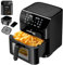 LEHMANN Friggitrice ad aria calda 8L con finestra di visualizzazione, Airfryer con 12 programmi, max 200°C, inserto separatore per alimenti, antiaderente, lavabile in lavastoviglie, grigliate, cottura