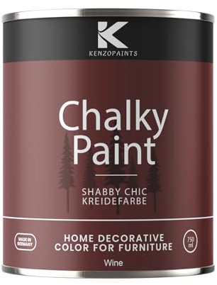Contura KenzoPaints Kreidefarbe Möbel Farbe 750ml. Trend Farbtöne 2025 Möbellack Holz- Lack Shabby Chic Matt (Wine, 750ml.)