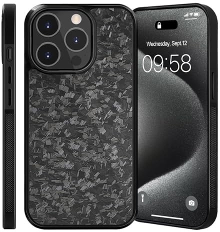Bpoeee Carbon Fiber Phone Case, Carbon Fiber Case für iPhone 16 15 14 13 12 Pro Max (Schwarz, 15 Pro Max)