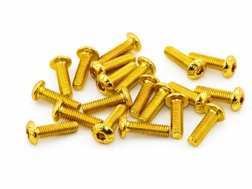 Linsenkopfschrauben M3x10 Innensechskant 20 Stück Stahl 12.9 - rcbay | ISO7380 goldene TiN Beschichtung ISK