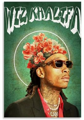 YAWRGJWRG Wiz Khalifa (4) Poster, dekoratives ästhetisches Leinwandposter, Wandkunst, Dekor, Wohnzimmer, modern, Familienschlafzimmer, Musik-Filmposter, 30 x 45 cm, ungerahmter Stil