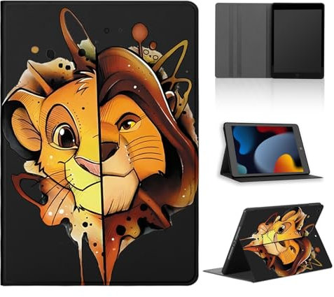 nurkorki Cartoon Tablet Cover per Samsung Galaxy Tab S2 9,7,Cute Anime Lion Leone Modello Custodia Multi-Angoli Stand PU Flip Cover Sottile e Leggera Soft TPU Nero Silicone Case,Anime