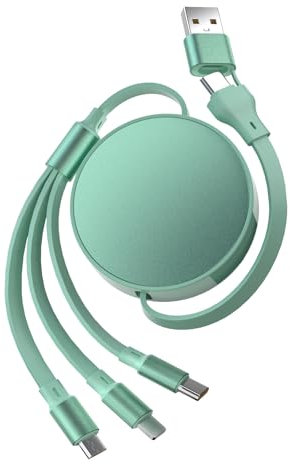 100W Chargeur Multi Embout USB A/C, 6 en 1 Chargeur Retractable PD 6A, Cable Multi Recharge Rapide avec USB C, Micro USB et Port Phone pour 16 Pro,16 Plus,MaBook,Pad,Galaxy, Vert