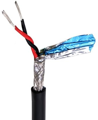 Cavo di controllo schermato Filo di segnale, Cavo a doppino intrecciato schermato in rame stagnato 24AWG 2/4/6/8 conduttori 5 metri nero(2 Cores 5Meters)