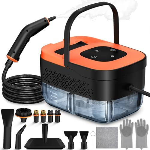 Steam Cleaner, Portable Steamer for Cleaning with 16pcs Accessories, 6-Level Adjustable, 15s Heat-Up, Handheld Steam Cleaner for Home, Tile, Grease, Dirt, Grout, Car Detailing