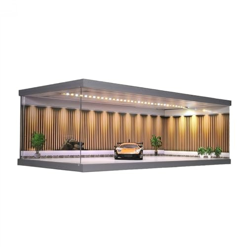 1:64 Diorama Garage Modell, Dreifarbig beleuchtete Parkplatz-Vitrine | 10-stufige Helligkeit Diecast-Modellautos Display Case Aufbewahrung, Showroom Szene für multiple Montageeffekte (1:64 A)