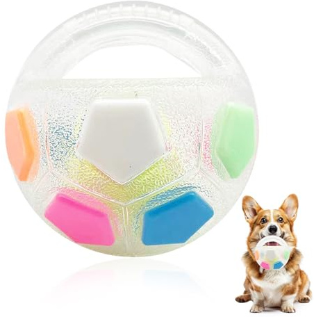 YUDAWN Hundeball Unzerstörbar, Mellow Dog Anti Stress Ball Interaktives Hundespielzeug Groß Hundefußball mit Handle Quietscher für Mittlere Große Hunde