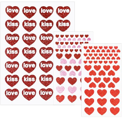 3 Pcs Herz Sticker,Aufkleber Herzen,Glitzer Stickers Heart,Herzaufkleber Liebe,Selbstklebend Herzform Stickers,FüR Handwerk Scrapbook Geschenkverpackung