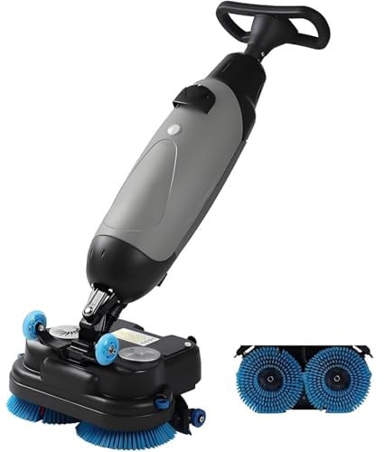 Qiang Autolaveuse Professionnelle 3 en 1 (Lavage+Lavage+Aspiration) 240 RPM,Largeur 43 Cm,Machine Nettoyage Efficace,Deux Réservoirs 4,5L + 7,5L,pour Sols en Bois,Carrelage,Terrazzo,Ciment Grey