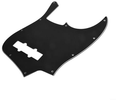Schwarzes 3-lagiges 10-Loch-Bass-Pickguard für Jazz Bass, 4-Saiten-Kratzplatte, inklusive Schutzfolie